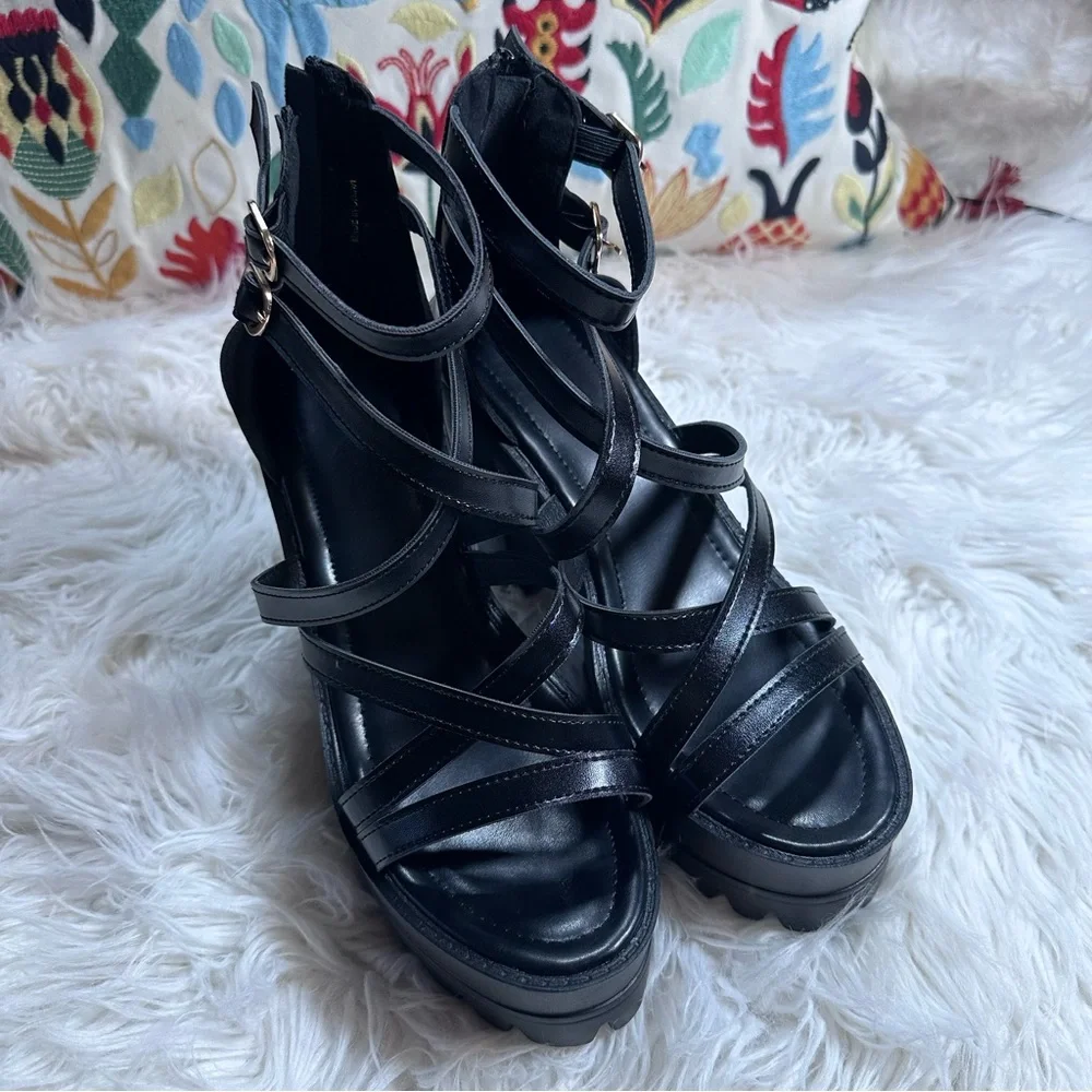 Strappy Platform Chunky Heels